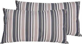 Beliani Beliani - Conjunto De 2 Cojines De Poli&eacute;ster Azul Beige Patr&oacute;n De Rayas 40 X 70 Cm Fundas Extra&iacute;bles Resistentes Al Agua Jard&iacute;n Patio Exterior Kastos