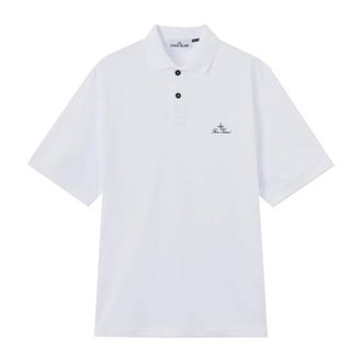 Stone Island Piqu&eacute; polo met korte mouwen - Heren - Polos - Wit - S - Katoen - Tops