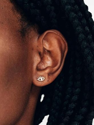 Anzie Orecchini Evil Eye End in oro giallo 14 carati con diamanti