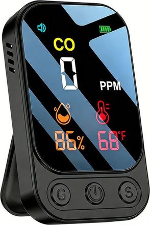OEM Detector De Monoxido De Carbono - 3 En 1 Co Temperatura Humedad - Pantalla Lcd Alarma 85 Db - Bateria Recargable 1000 Mah - Para Casa Caravana Barco E