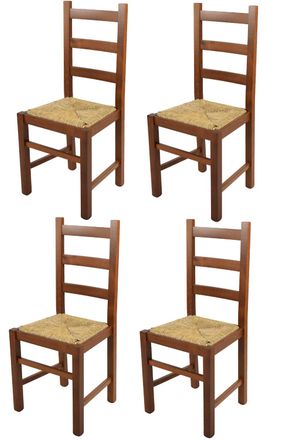 Tommychairs Tommychairs 4 Sillas Rustica En Haya Nogal Claro Y Asiento De Paja