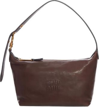 Miu Miu Brown logo-embossed shoulder bag