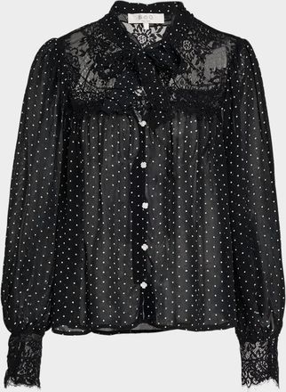 Sea New York Melody Sheer Polka-Dot Blouse