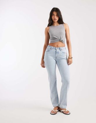 Levi's 501 jeans in denim dritti a vita alta hourglass blu chiaro