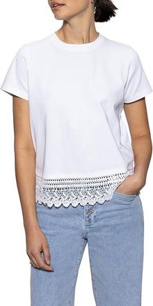 Sanctuary Lace Remix T-Shirts Womens Clothing White : XS (US 2), Cotton