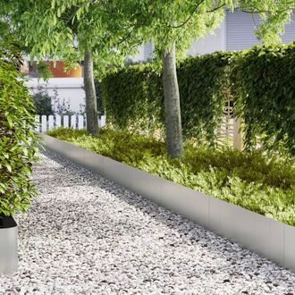 Berkfield Home Lawn Edgings 50 pcs 100x0, 5x30 cm Galvanised Steel in Silver
