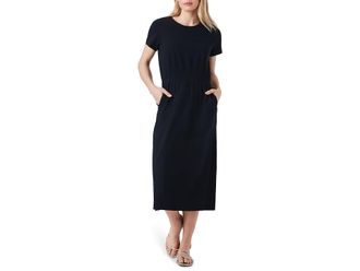 Nic+Zoe SS Side Slit Midi Dress Womens Dress Black Onyx : MD (US 8-10), Cotton