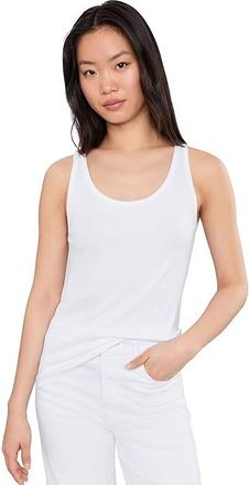 Eileen Fisher Organic Cotton Stretch Rib Scoop Neck Slim Tank Top Womens Clothing White : SM
