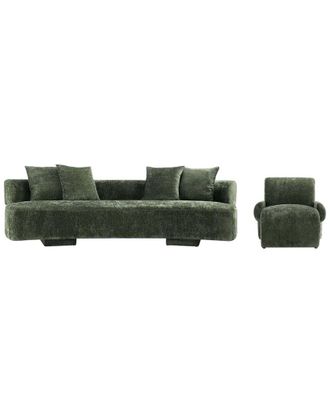 Manhattan Comfort 2Pc Modern Verandah Chenille 112In Sofa & Accent Chair