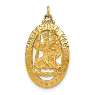 Diamond2Deal 14k Yellow Gold Saint Christopher Medal Pendant