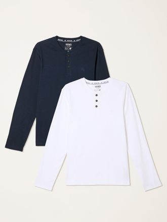 Fat Face FatFace White 2 Pack Long Sleeve Henley