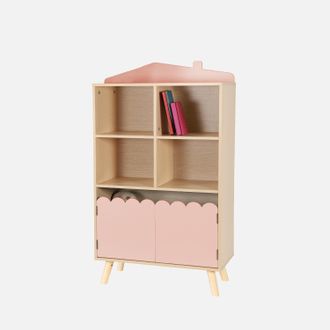 Sweeek Biblioteca Infantil Madera De Pino 2 Puertas 4 Estantes