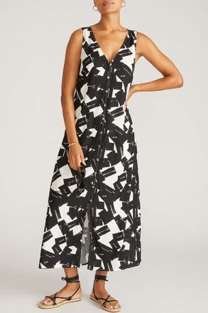 Universal Standard Islet Linen Blend Maxi Dress in Ipanema Print In Black at Nordstrom, Size Xs