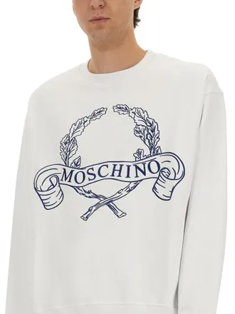 Moschino Laurel Crown Logo Embroidery Sweatshirt - White