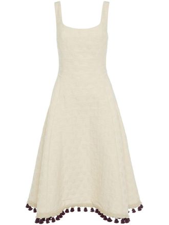 La DoubleJ Sophia embroidered flared dress - Neutrals