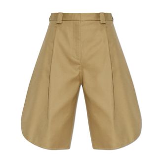 Balenciaga Tulip-vormige Katoenen Bermuda Shorts - Dames - Korte Broeken - Beige - S - Katoen - Korte Broeken