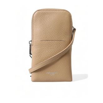 Dolce & Gabbana Phone Accessories, female, Beige, Size: ONE SIZE Leather Crossbody Phone Bag with Zipper Closure and Logo Details
