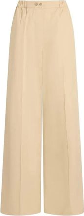 Patou Elastische Taille Broek - Dames - Wijde Broeken - Beige - S - Katoen - Broeken