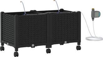 vidaXL Maceta De Jard&iacute;n Con Riego Y Ruedas 2 Uds. Negro Pp Vidaxl