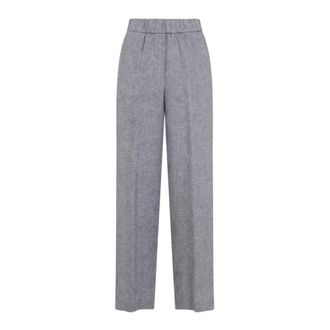 PESERICO Peserico, Wide Trousers, female, Blue, Size: L Wide Trousers