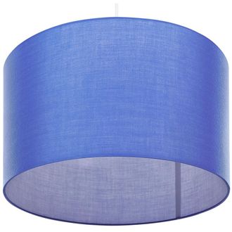 Beliani L&aacute;mpara De Techo Azul Pantalla De Tambor De Tela 1 Luz Cable Blanco Cl&aacute;sico Dulce