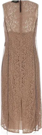 Fendi Womens Mesh Dress Beige Cotton Nylon