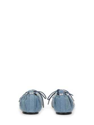 Ganni Recycled Cotton Lace-Up Ballerina Flat - Blue