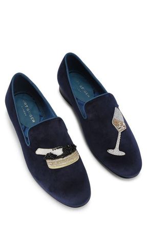 Kurt Geiger Ace Velvet Loafer in Navy at Nordstrom, Size 9.5