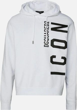 Dsquared2 Mens Dsquared2 White Hoodie Large Black Icon Logo - Size: 42