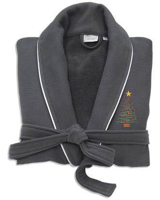 Linum Home Textiles Waffle Terry Embroidered Holiday Bath Robe