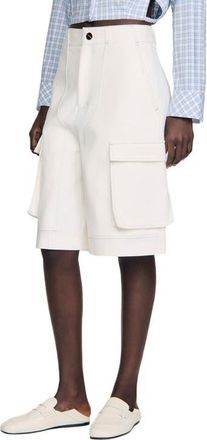 Sandro Wide-leg cotton Bermuda shorts in White at Nordstrom, Size 34 Eu