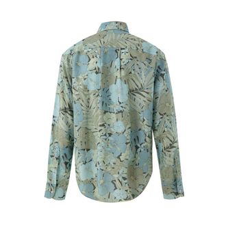 Tom Ford Mens Blue Lyocell Pattern Shirt