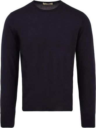 FILIPPO DE LAURENTIIS Rondgebreide trui - Heren - Ronde hals truien - Blauw - 2XL - Wol - Truien & Vesten