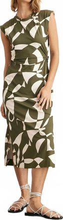 Tanya Taylor Aurora Geometric Dress In Fern/ivory
