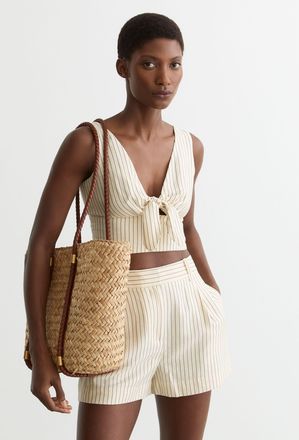 Reiss Natural Raffia-effect Braided-strap Tote Bag