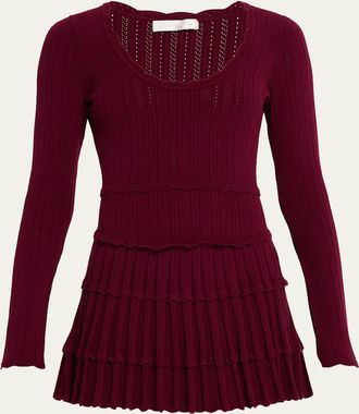 LoveShackFancy Lavender Stretch Pointelle Mini Dress