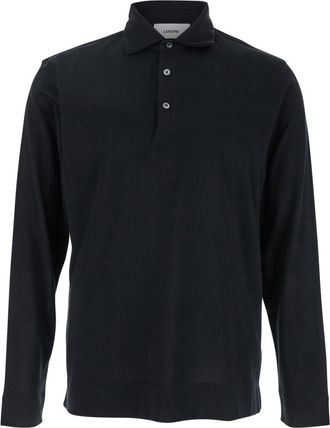 Lardini Black Solid Shirt Collar Polo