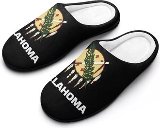 Generic Oklahoma State Flag Mens House Slippers Memory Foam Washable Cotton Slip on Home Shoes