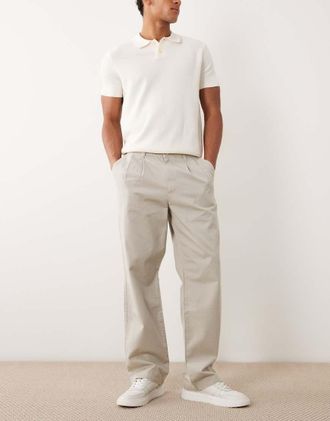 Cotton On Pantaloni ampi color pietra a pieghe-Bianco