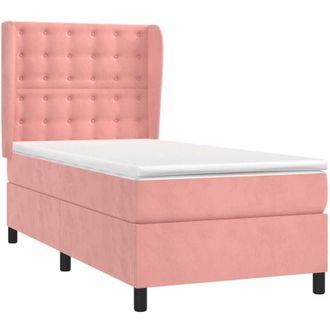 vidaXL Cama Box Spring Con Colch&oacute;n Terciopelo Rosa 90x190 Cm Vidaxl