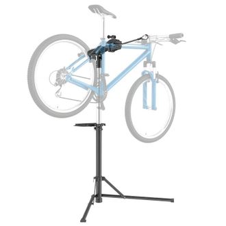 HOMCOM Homcom - Soporte Tallar Bicicleta Caballete Para Bicicleta Plegable Con Bandeja Magn&eacute;tica Altura Ajustable 107-160 Cm Y Giratoria 360&deg; Carga 40 Kg Neg