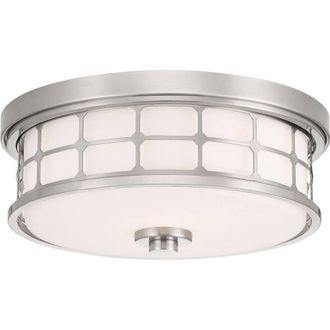 Netlighting Guardian 2 Light Flush Mount Brushed Nickel Finish E27 in Grey