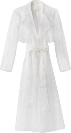 Genny Zijden Orchidee Borduurwerk Trenchcoat - Dames - Trenchcoats - Wit - S - Organza - Jassen