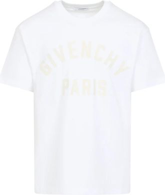 Givenchy Wit Logo T-Shirt Stijlvol Comfortabele Pasvorm - Heren - T-shirts - Wit - L - Katoen - Tops