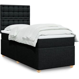 vidaXL Vidaxl - Cama Box Spring Con Colch&oacute;n Tela Negro 90x200 Cm