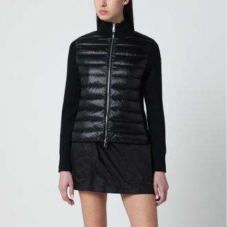 Moncler Black padded wool zip cardigan