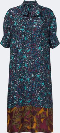 Dries Van Noten Printed tie-neck midi dress