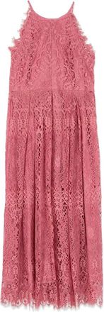 Oltre Flare midi kanten jurk - Dames - Casual kleedjes - Roze - 3XL - Katoen - Kleedjes