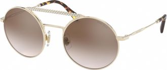 Miu Miu Brown Gradient Mirror Silver Round Ladies Sunglasses MU 52VS ZVNQZ9 50