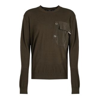 Les Hommes Trui met ronde hals - Heren - Truien - Groen - Maat: XL Katoen